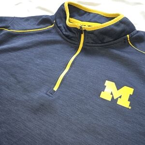 Michigan Wolverines Colosseum Quarter Zip Pullover Navy Yellow Mens XXL